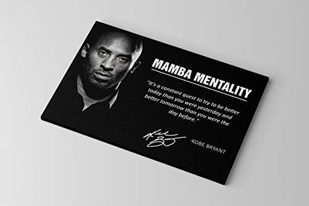CANVAGIFTS Kobe Bryant with Motivation Quote Wall Art | Mamba Mentality Wall Art 4 | Basketball Wall Art | Sports Wall Art | Kobe Bryant Poster Stretched 8 × 12 Inches