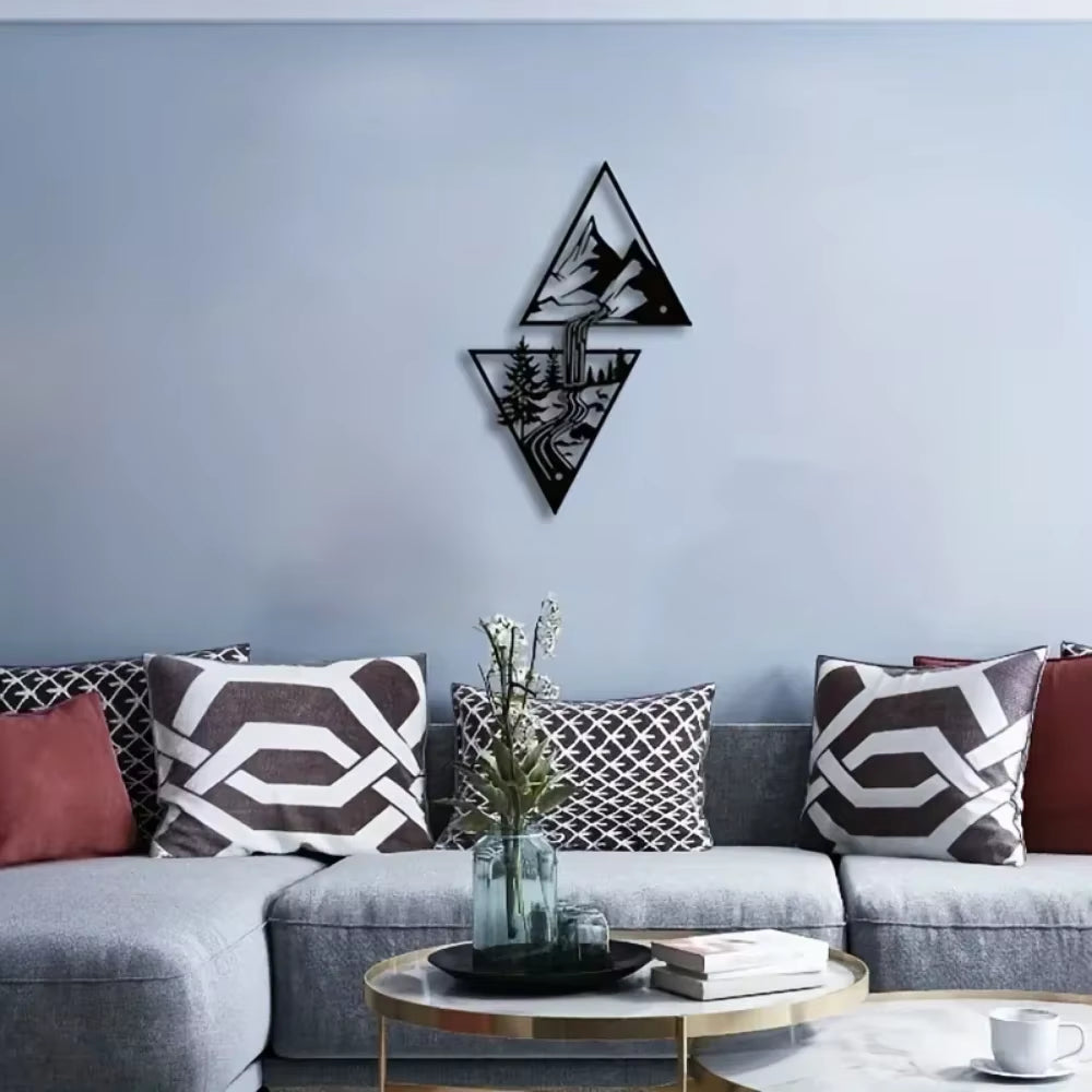 Mountain Wall Art, Mountain Waterfall Metal Wall Art Home Decor, Metal Wall Art, Home Decor Modern Art Wall Ornaments Artwork