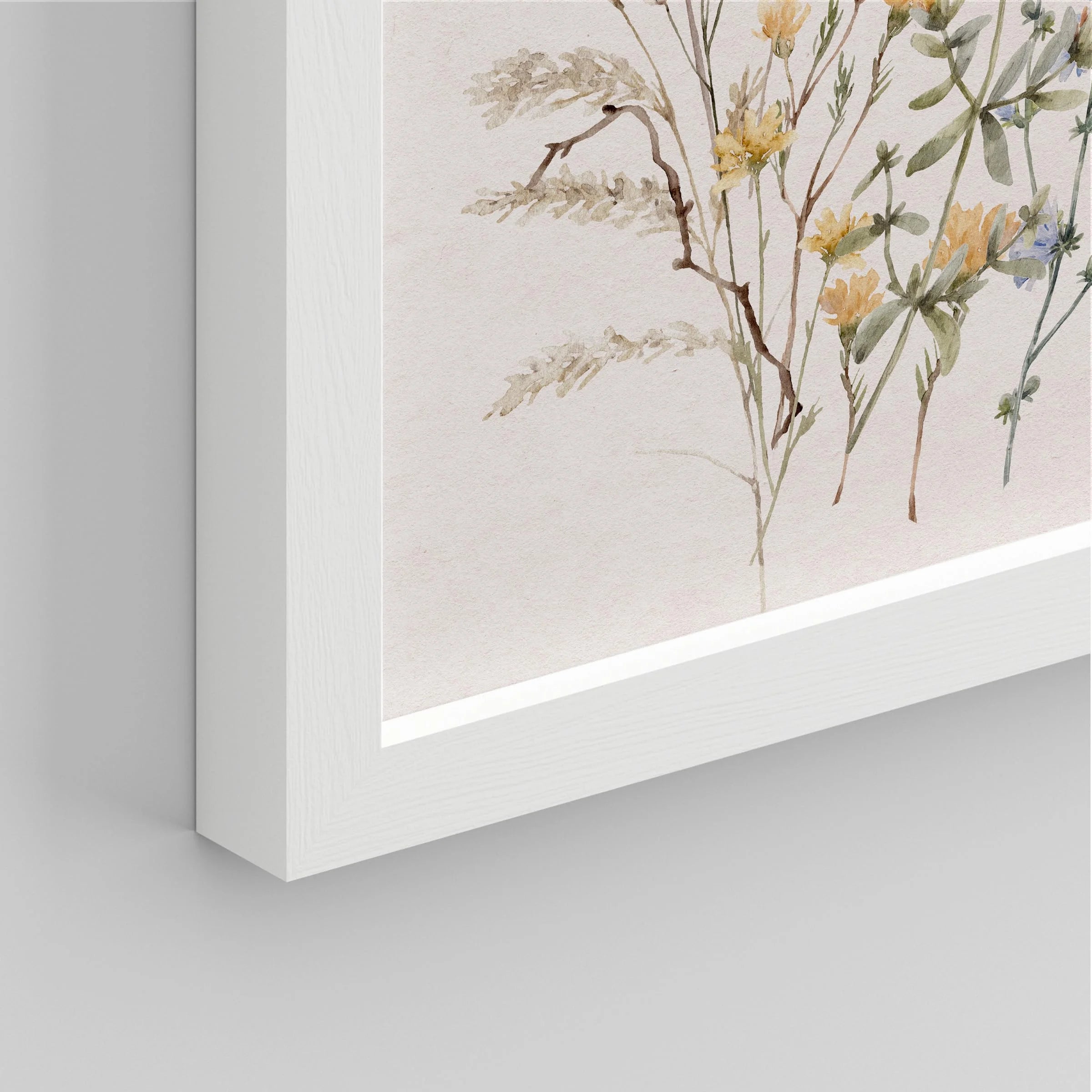 Framed Canvas Print Wall Art Set - Multicolor Wildflowers Poster Art - Set of 3 Watercolor Nature Wilderness Floral Botanical Vintage Wall Décor for Living Room - 11"X14" White