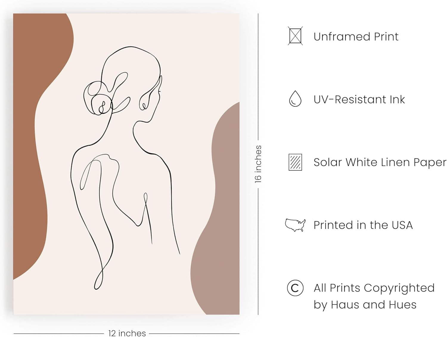 Abstract Silhouette Art – Female Line Drawing Print, Modern Minimalist Poster, Elegant Home Accent (12X16, Unframed)