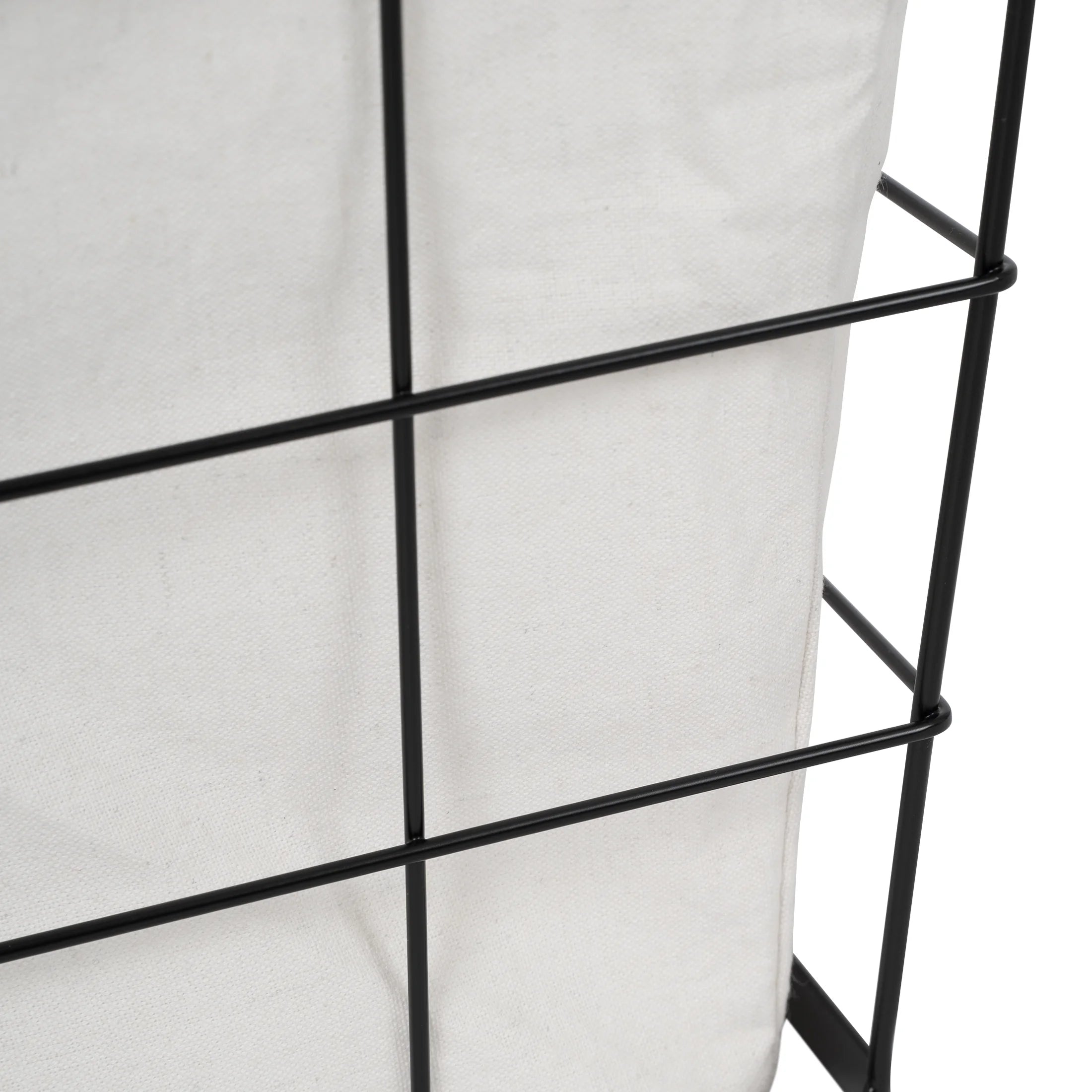 60L Rectangular Steel Laundry Basket, Black & Natural, Adult