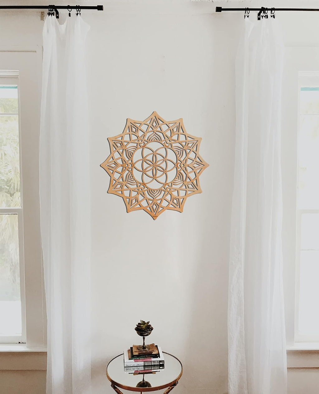 11.5'' Mandala Wall Decor Sacred Geometry Wall Art, Crystal Grid Chakra Wooden Wall Art Yoga Wall Art Decor Meditation Altar Decor Zen Wall Decor Spiritual Gifts