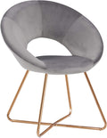 Modern Accent Velvet Chairs Single Sofa Comfy Upholstered Arm Chair Mid-Century Leisure Lounge Chairs with Golden Metal Frame Legs 1 PCS Grey