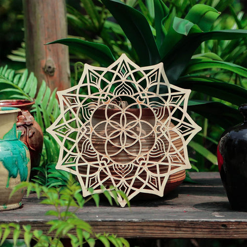 11.5'' Mandala Wall Decor Sacred Geometry Wall Art, Crystal Grid Chakra Wooden Wall Art Yoga Wall Art Decor Meditation Altar Decor Zen Wall Decor Spiritual Gifts