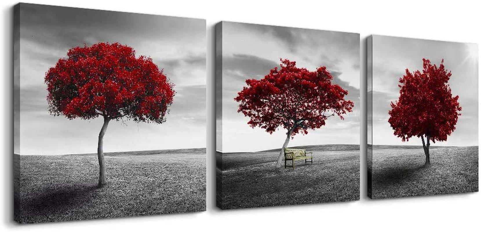Canvas Wall Art for Living Room Bathroom Wall Decor-Panoramic Black and White Mangrove- 16" X 16" 3 Pieces Framed Canvas Prints Watercolor Modern Scenery Office Bedroom Home Kitchen Decor Picture