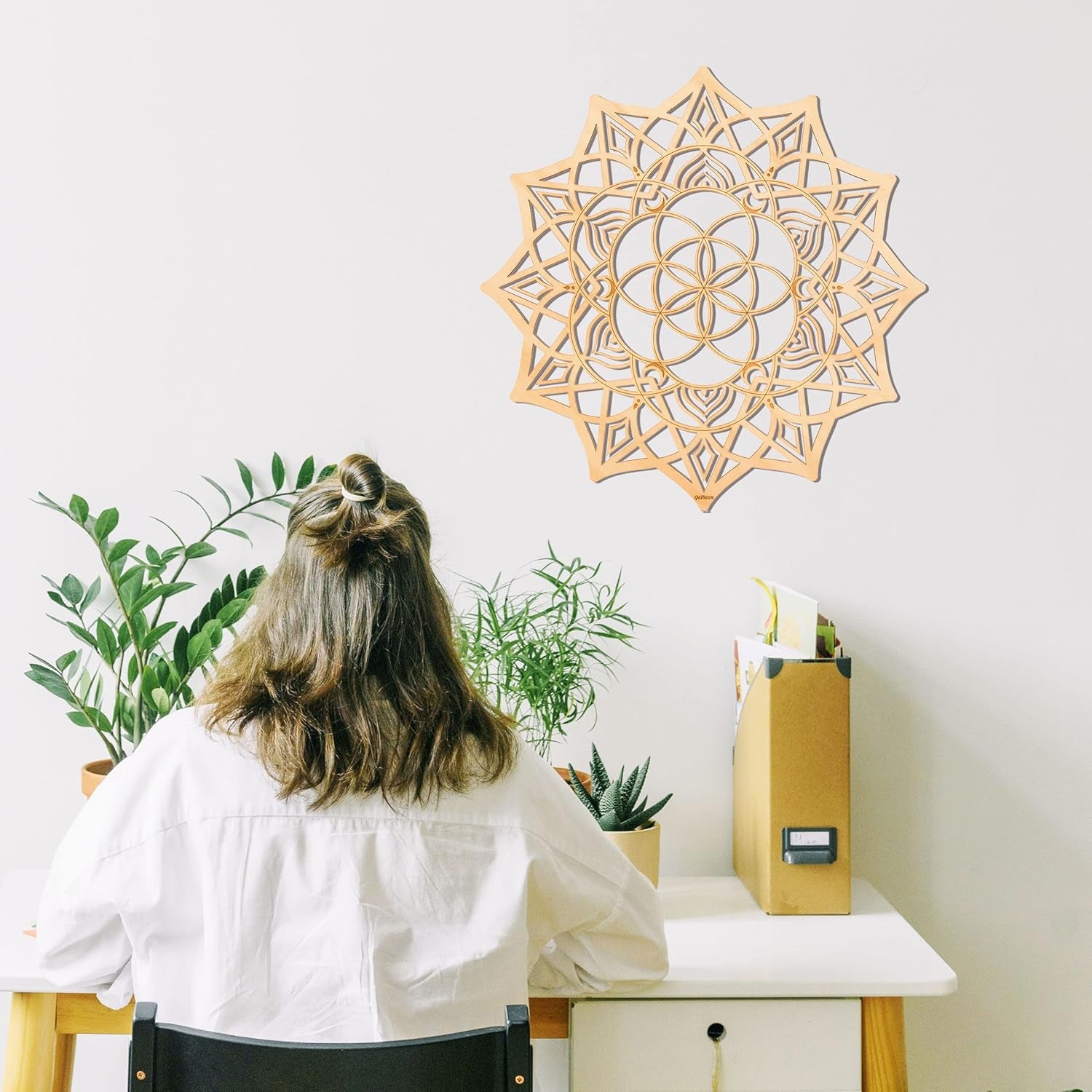 11.5'' Mandala Wall Decor Sacred Geometry Wall Art, Crystal Grid Chakra Wooden Wall Art Yoga Wall Art Decor Meditation Altar Decor Zen Wall Decor Spiritual Gifts