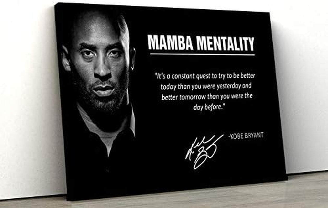 CANVAGIFTS Kobe Bryant with Motivation Quote Wall Art | Mamba Mentality Wall Art 4 | Basketball Wall Art | Sports Wall Art | Kobe Bryant Poster Stretched 8 × 12 Inches