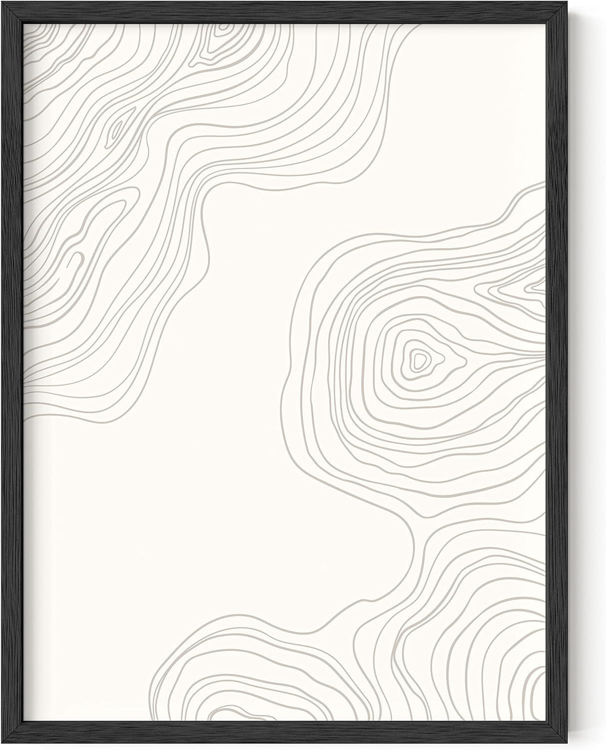 Abstract Wall Art – Neutral Mid Century Modern Prints, Geometric Minimalist Artwork, Wood Lines Poster for Living Room Decor (Beige Frame, 12X16)