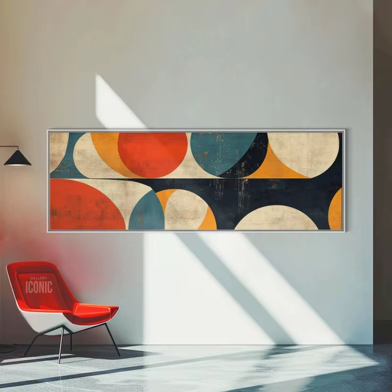 Mid Century Modern Wall Art Canvas | Unframed Bauhaus Print | Wide Panoramic Wall Art for Living Room Canvas | Abstract Wall Art