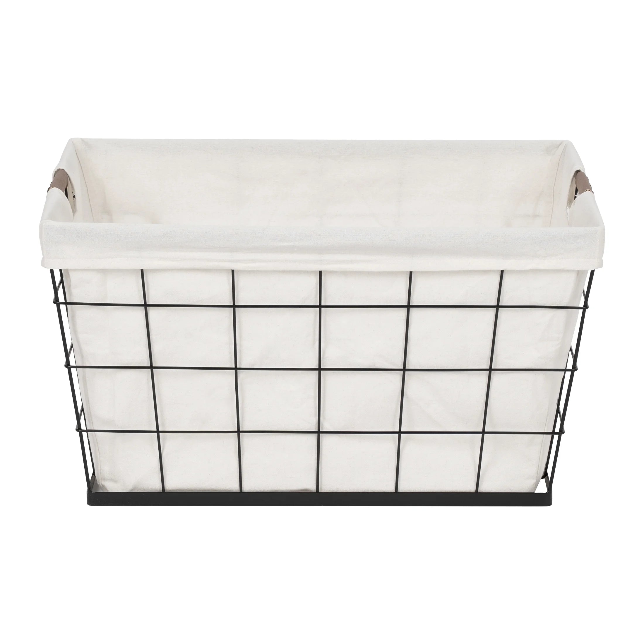 60L Rectangular Steel Laundry Basket, Black & Natural, Adult