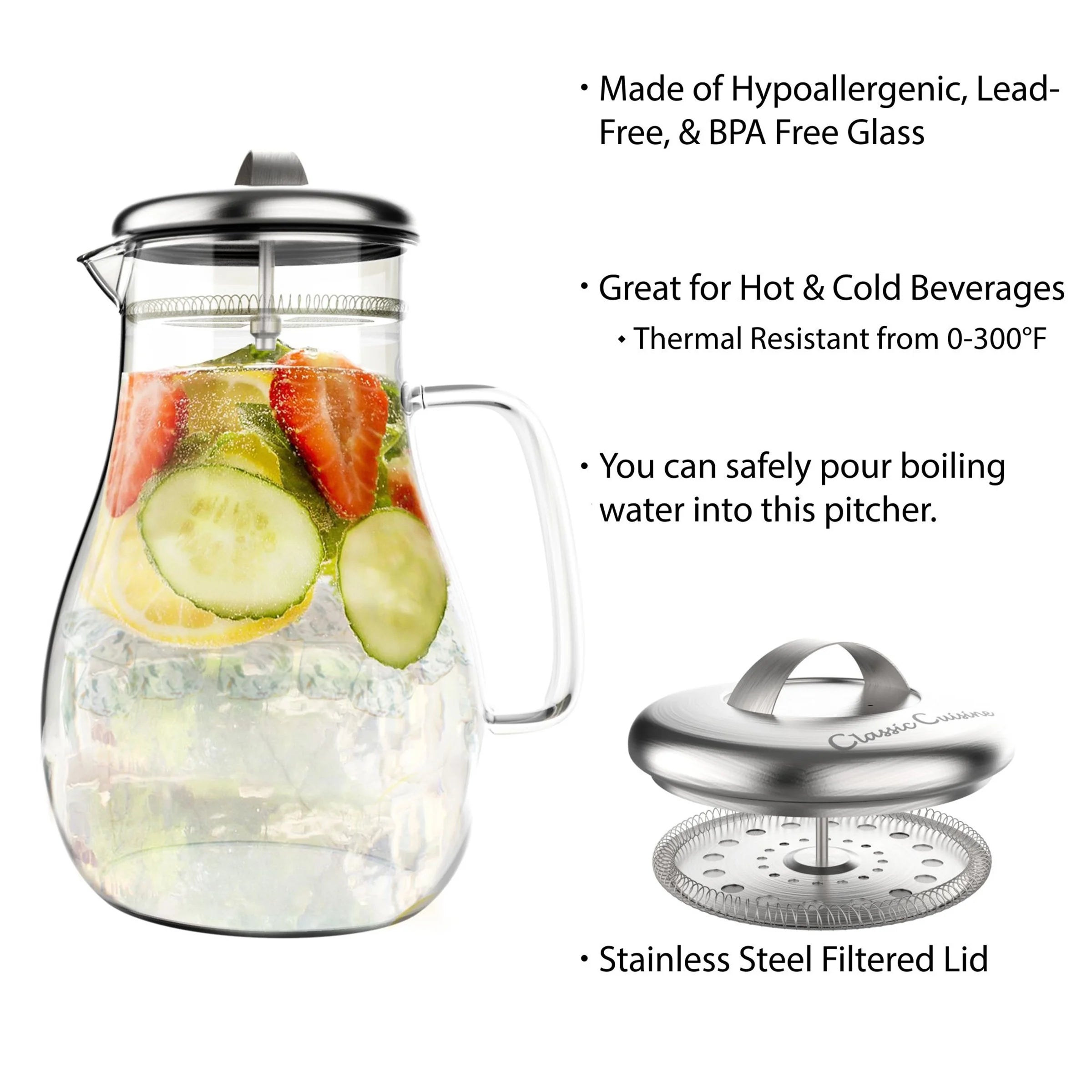 64 OZ GLASS PITCHER with LID