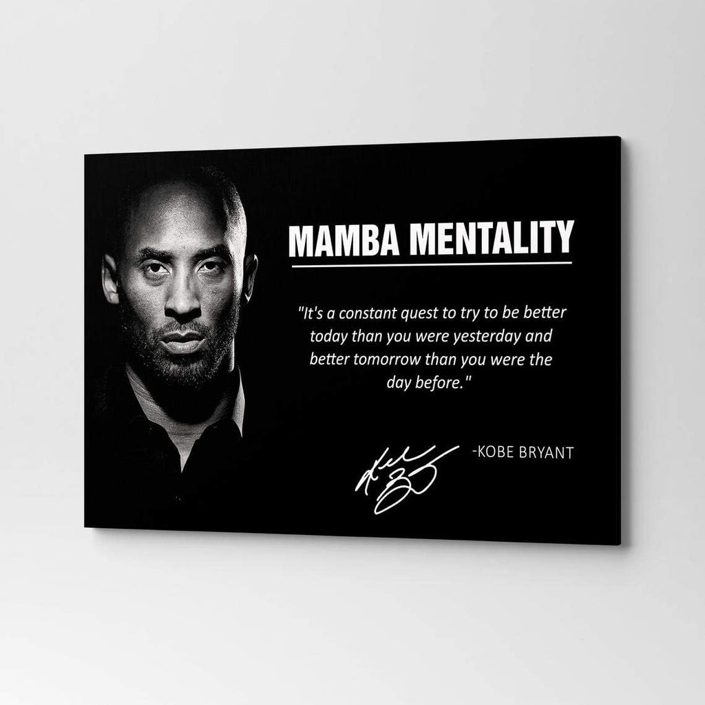 CANVAGIFTS Kobe Bryant with Motivation Quote Wall Art | Mamba Mentality Wall Art 4 | Basketball Wall Art | Sports Wall Art | Kobe Bryant Poster Stretched 8 × 12 Inches
