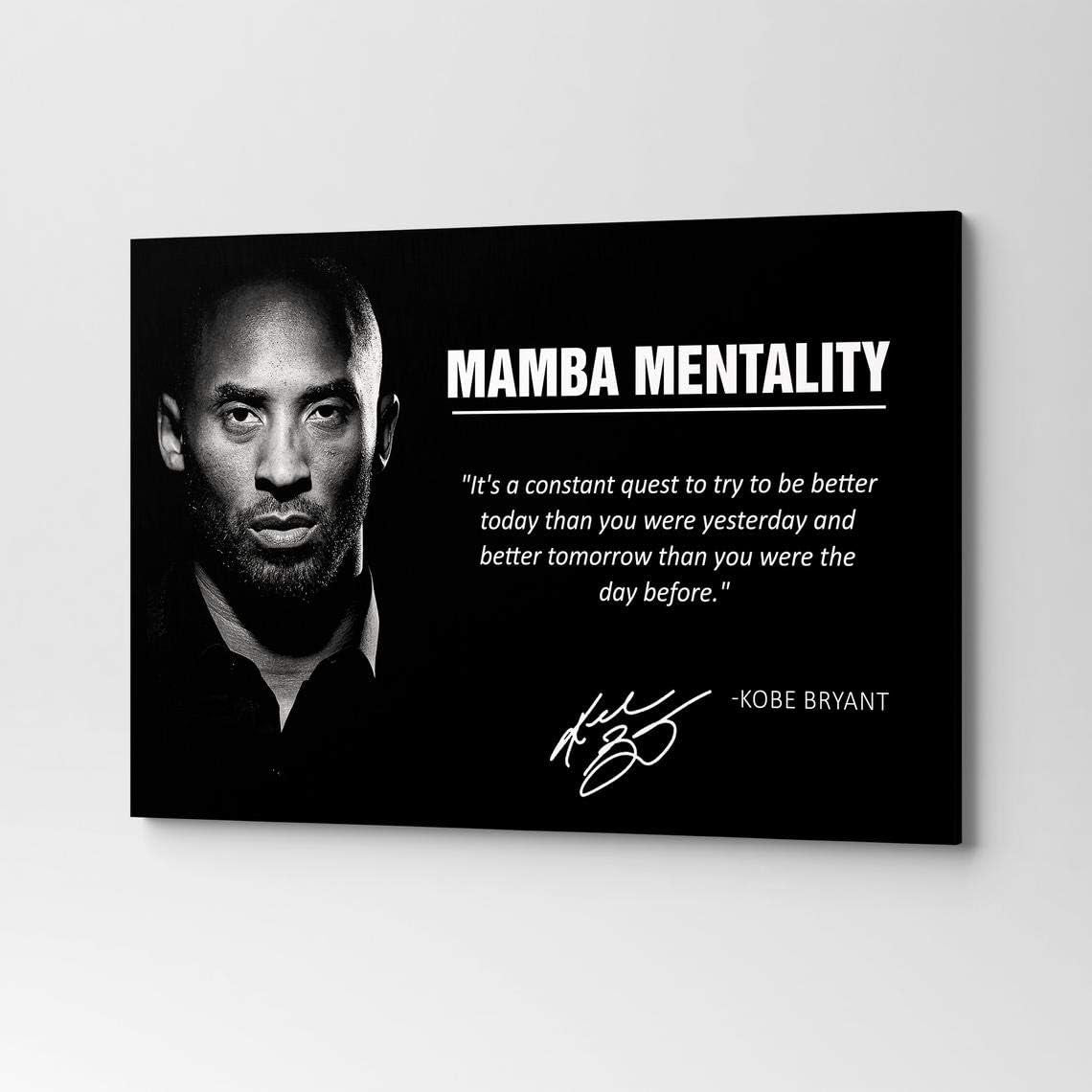 CANVAGIFTS Kobe Bryant with Motivation Quote Wall Art | Mamba Mentality Wall Art 4 | Basketball Wall Art | Sports Wall Art | Kobe Bryant Poster Stretched 8 × 12 Inches