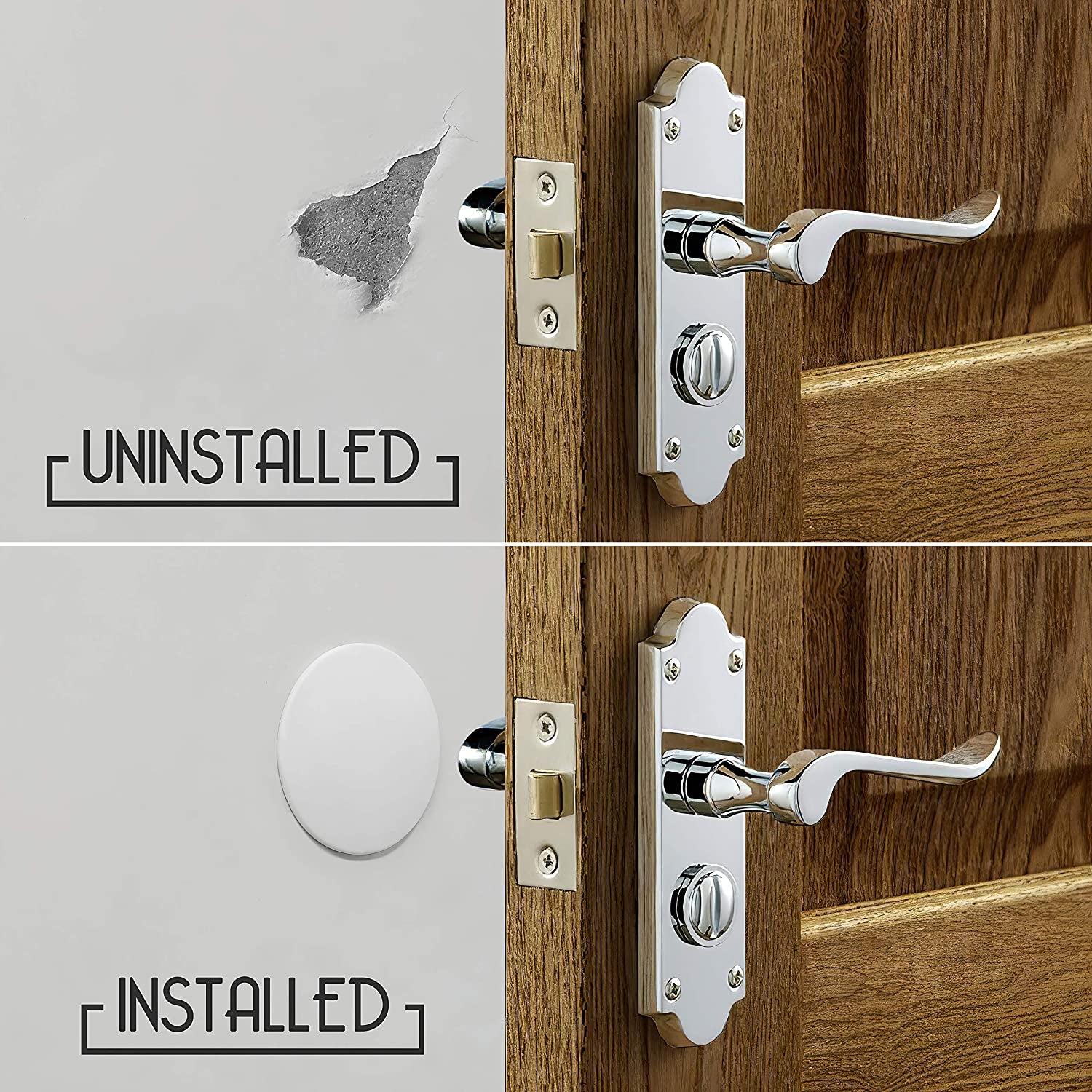 Door Stoppers - Large 3.15" (4 PCS) - Door Stoppers for Wall with Strong Back Adhesive - Quiet and Shock Absorbent Silicone Wall Protectors from Door Knobs - Protects Every Surface - White