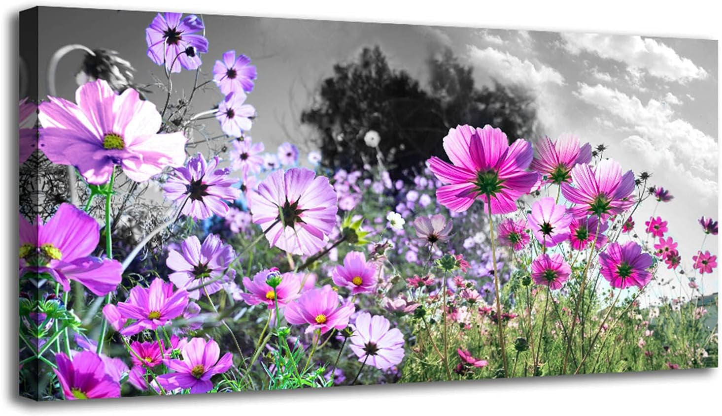 Wall Art for Bedroom, Wall Decorations for Living Room Purple Wall Art Floral Canvas Wall Art for Bathroom Decorations Flower Wall Art Canvas Prints Artwork for Office Wall Decor