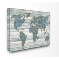 16 In. X 20 In. "Slate Blue and Tan Rustic Weathered World Map" by Artist Jamie Macdowell Canvas Wall Art