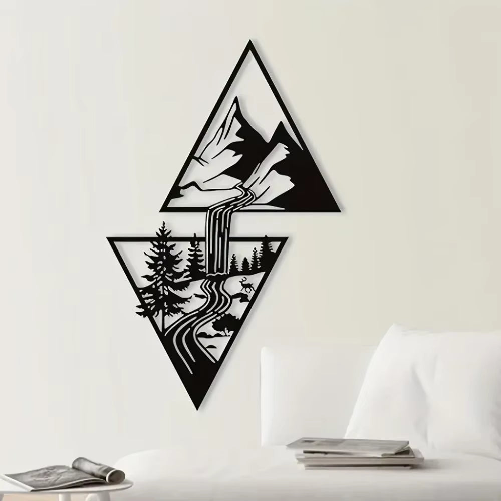 Mountain Wall Art, Mountain Waterfall Metal Wall Art Home Decor, Metal Wall Art, Home Decor Modern Art Wall Ornaments Artwork
