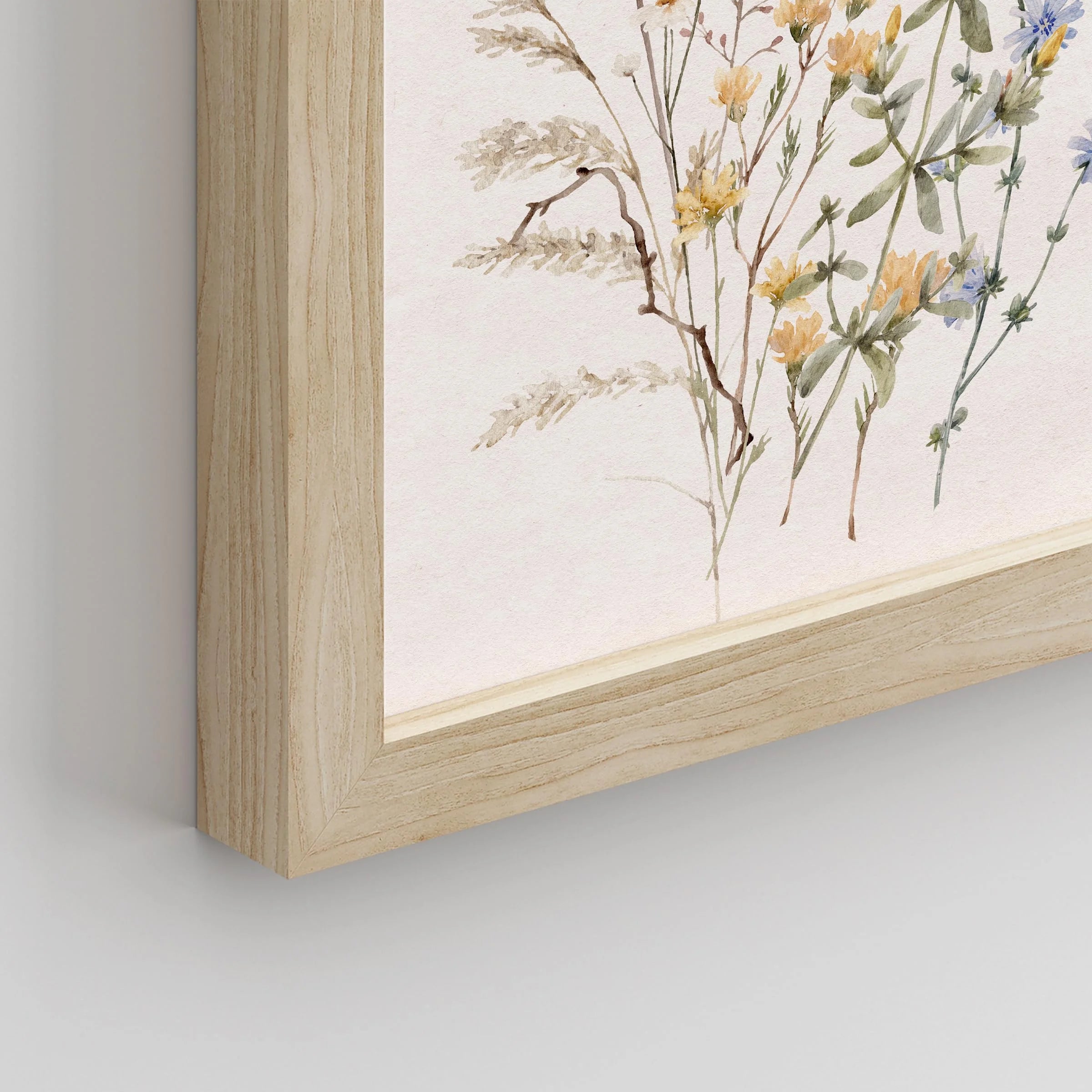 Framed Canvas Print Wall Art Set - Multicolor Wildflowers Poster Art - Set of 3 Watercolor Nature Wilderness Floral Botanical Vintage Wall Décor for Living Room - 12"X16" Natural