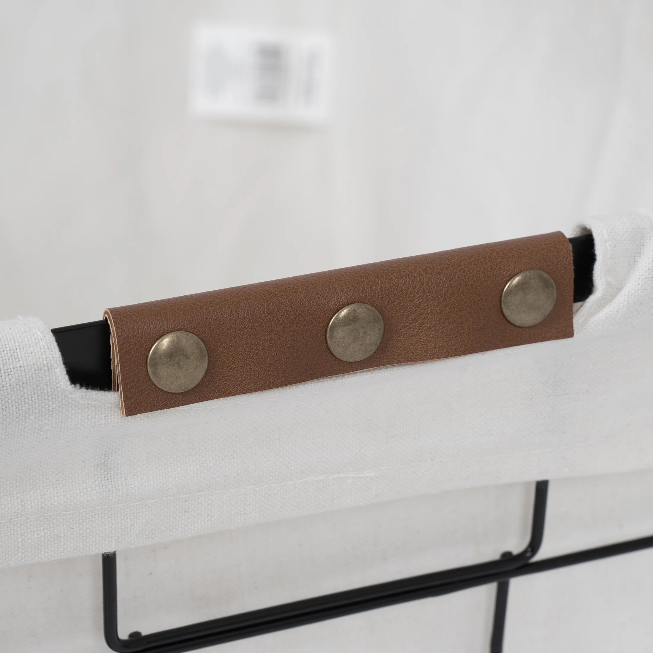 60L Rectangular Steel Laundry Basket, Black & Natural, Adult