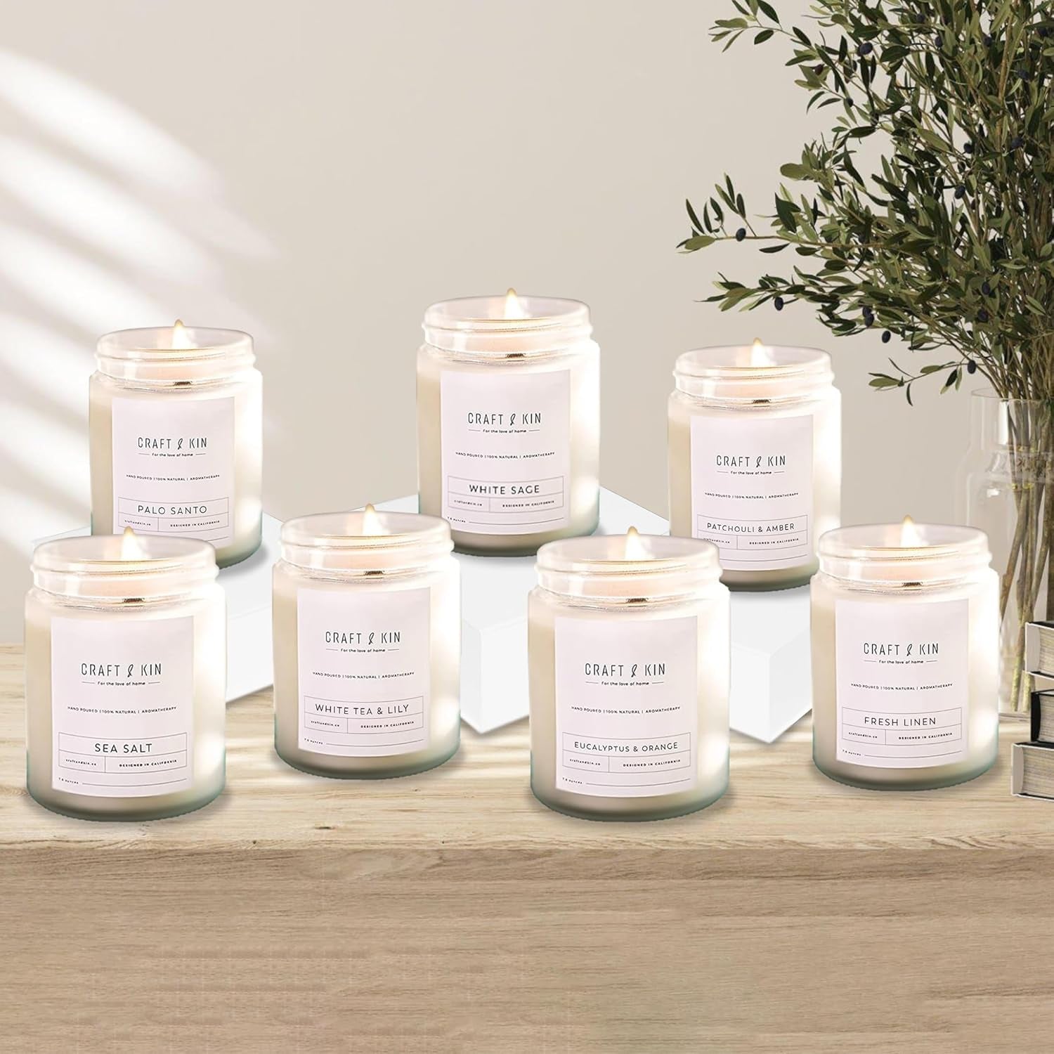 White Sage Scented Candles for Cleansing | 8 Oz 45 Hour Long Lasting Holiday Candle | Classic Soy Woodwick Winter Candles | Made with Natural Soy | Gifts for Men and Women