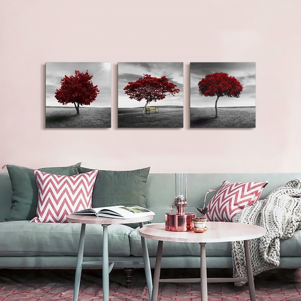 Canvas Wall Art for Living Room Bathroom Wall Decor-Panoramic Black and White Mangrove- 16" X 16" 3 Pieces Framed Canvas Prints Watercolor Modern Scenery Office Bedroom Home Kitchen Decor Picture
